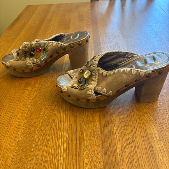 Mou jewel wood heel sandals - Picture 3 of 8